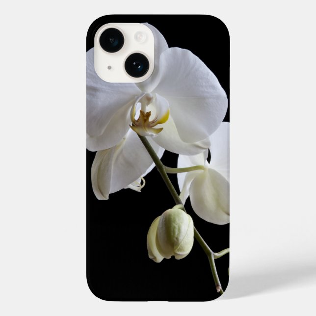 White Orchid Flower on Black Case-Mate iPhone Case (Back)