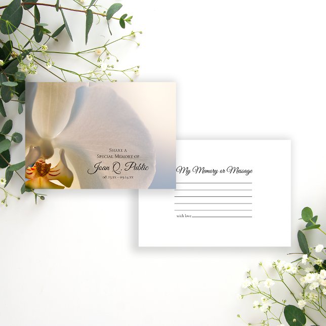 White Orchid Flower Share a Memory Funeral  Card (Creator Uploaded)