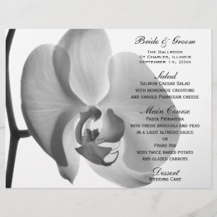 White Orchid Flower Wedding Menu