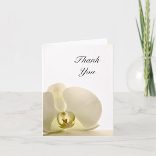 White Orchid Flower Wedding Thank You Card