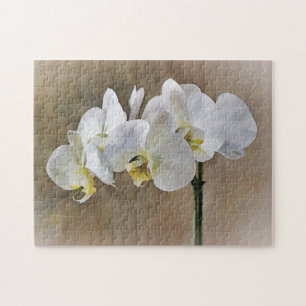 White Orchid Flowers Art Puzzle