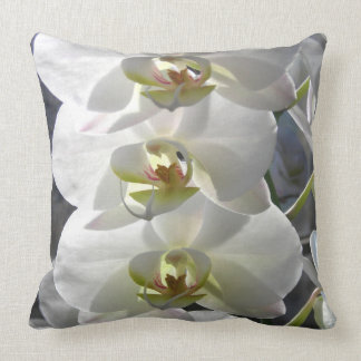 White Orchid Flowers Cushion