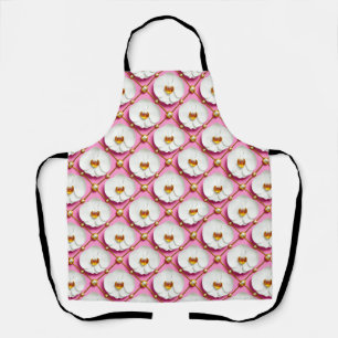 White Orchid Flowers on Pink Background With Gold Apron