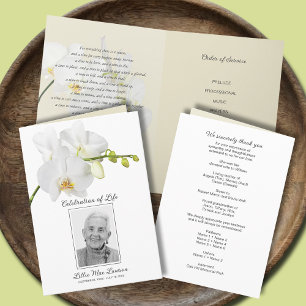 White Orchid Funeral Celebration of Life Photo Program