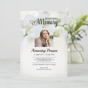 White orchid Funeral order of service Invitation