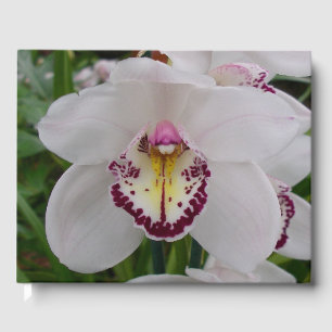 White Orchid II Elegant Floral Guest Book
