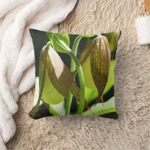 White Orchid Lady Slipper Flower Pair   Cushion