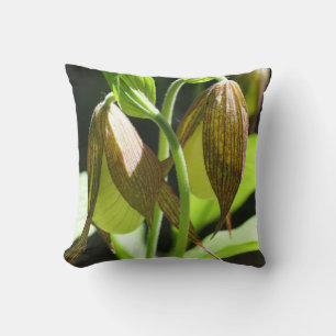 White Orchid Lady Slipper Flower Pair Cushion