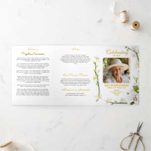 White Orchid Lily Multi Photo Poem Tri-Fold Programme