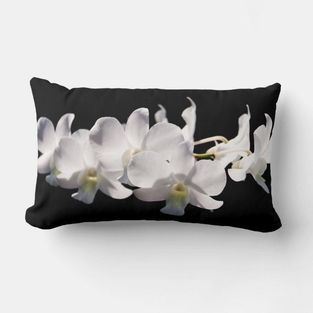 White Orchid Lumbar Pillow (Front)