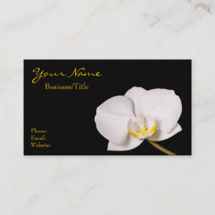 White Orchid on Black Business Card