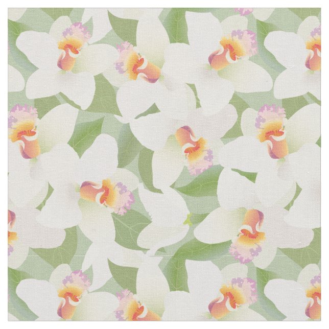 White Orchid Pattern Fabric (Close Up)