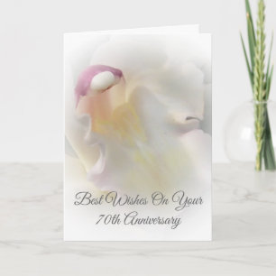 White Orchid Personalised 70th Wedding Anniversary Card