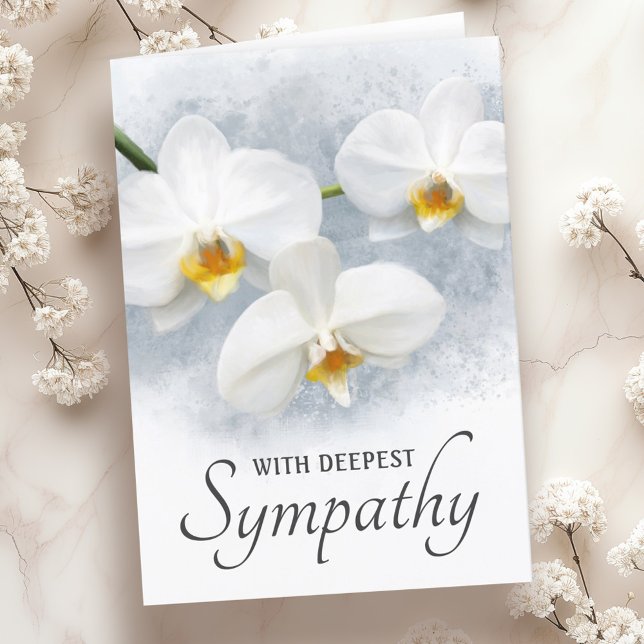 White orchid phalaenopsis with deepest sympathy card (White orchid phalaenopsis with deepest sympathy card)