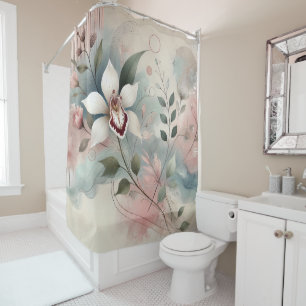 "WHITE ORCHID" - SHOWER CURTAIN