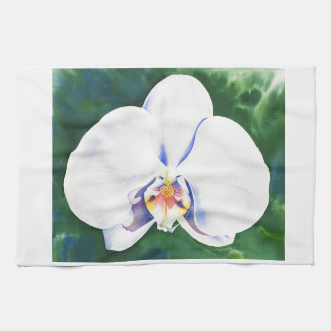 White Orchid Tea Towel (Horizontal)