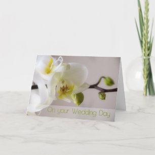 White Orchid Wedding Congratulation Card
