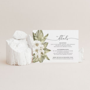 White Orchid Wedding Details Card