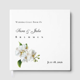 White Orchid Wedding Guest Book