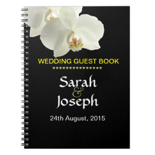 White Orchid Wedding Guest Note Book