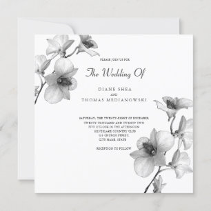 White Orchid Wedding Invitation