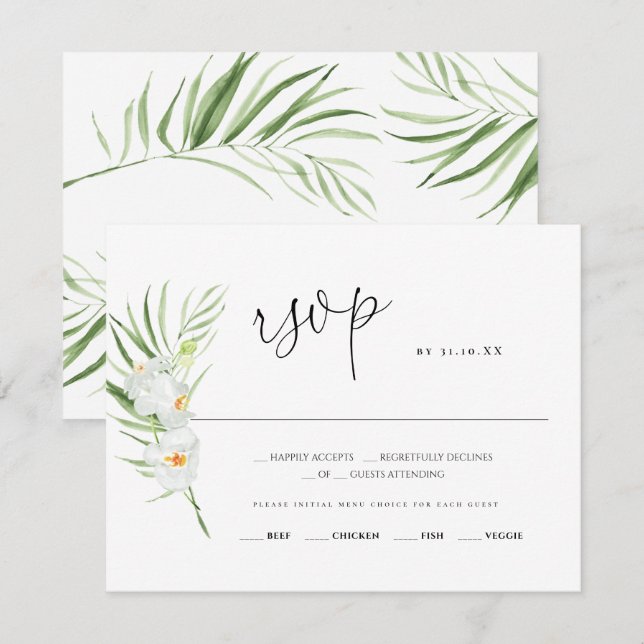 White Orchid | Wedding response card RSVP (Front/Back)