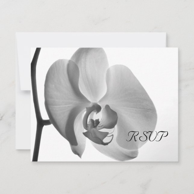 White Orchid Wedding RSVP Response Card (Front)