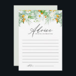 White Orchids and Kumquats Tropical Bridal Shower Advice Card<br><div class="desc">Ask guests to leave their advice and well wishes to the bride-to-be with this floral bridal shower advice card. It features watercolor floral garland of white orchids,  greenery and kumquats. This tropical floral advice for the bride card is perfect for summer bridal showers. Personalise by adding your own texts.</div>