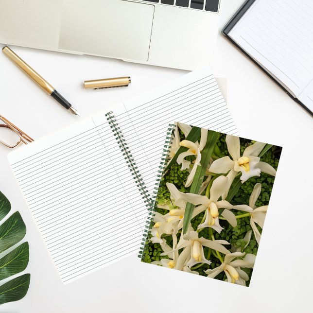 White Orchids and Maidenhair Ferns Floral Notebook (In Situ)