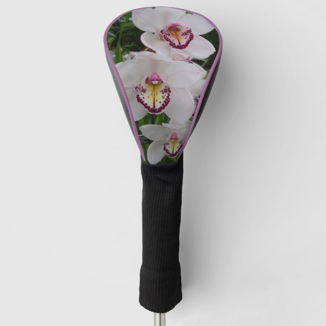 White Orchids Beautiful Tropical Flowers Golf Head Cover (Front)