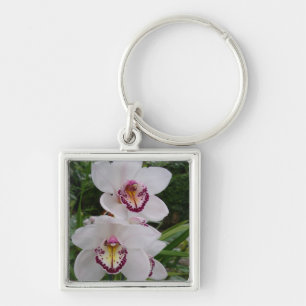 White Orchids Beautiful Tropical Flowers Key Ring
