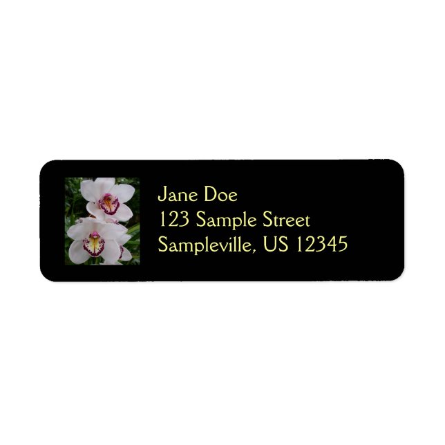 White Orchids Beautiful Tropical Flowers Return Address Label (Front)