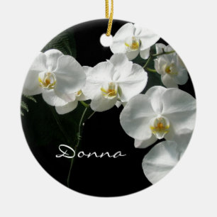 White Orchids Christmas Ornament