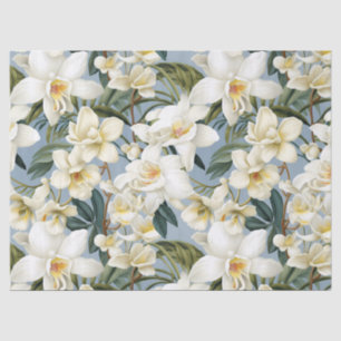 White Orchids Decoupage  Tissue Paper