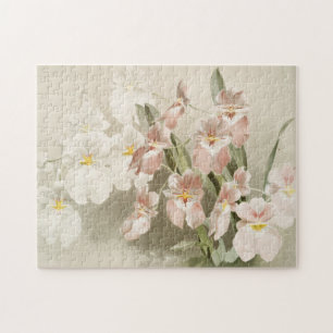 White Orchids Flower Vintage Old Illustration Jigsaw Puzzle