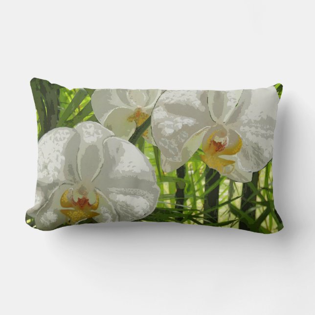 White Orchids lumbar pillow (Front)