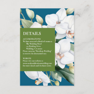 White Orchids Ocean Blue Details Enclosure Card