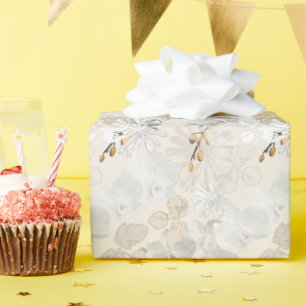 White orchids on a light cream  wrapping paper