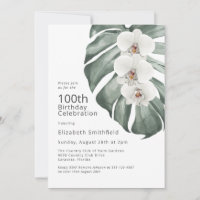 White Orchids on Monstera Tropical 100th Birthday