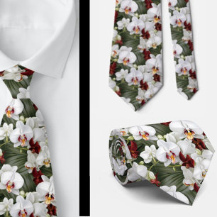 White Orchids Orchid Floral Flowers Tie