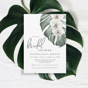 White Orchids Tropical Paradise Bridal Shower Invitation