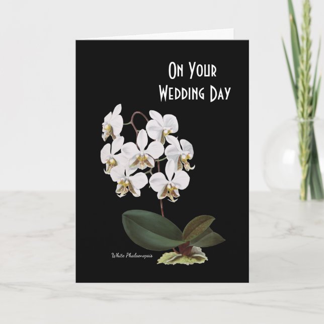 White Orchids Wedding  Card (Front)