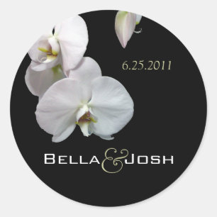 White Orchids Wedding Stickers