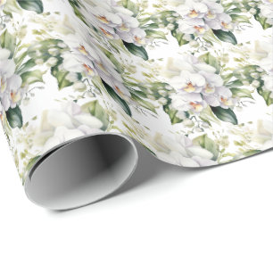 White Orchids Wrapping Paper
