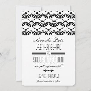White Oriental Art Deco Style Save The Date