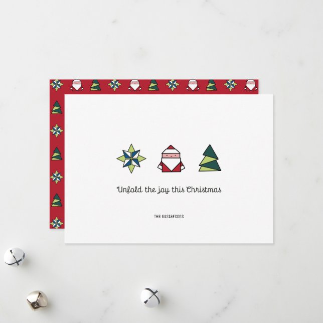 White Origami Christmas Holiday Card (Front/Back In Situ)