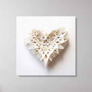 White origami heart canvas print