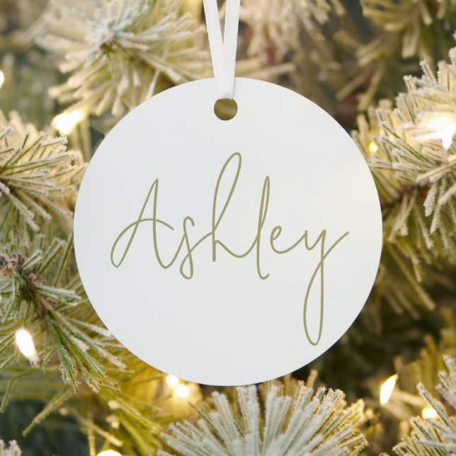 White Ornament With Your Name In gold writing  (Insitu)