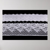 White Ornamental Lace isolated on black background