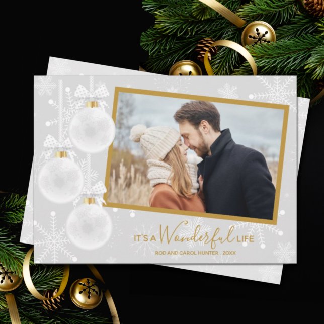 White Ornaments Christmas Photo Holiday Card (Creator Uploaded)